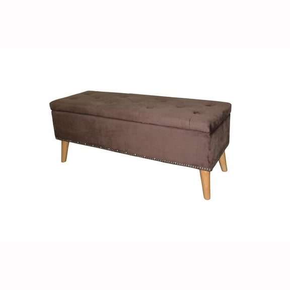 Storage Bench Ottoman - Upholstered Button Tufted Bench with Wood Legs - Entryway Seating