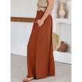 thumbnail image 4 of ANRABESS Womens Wide Leg Pants Summer Casual Palazzo Lounge Pants High Smocked Waist Loose Beach Pants with Pockets, 4 of 9