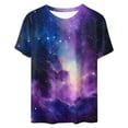 thumbnail image 5 of Womens Galaxy Graphic T-shirt Fashion Summer Tops Dressy Casual Crewneck Short Sleeve Shirts Going Out Workout Outfit Spring Sky Print Tshirts Trendy Basic Tees Clothes 2025, 5 of 5