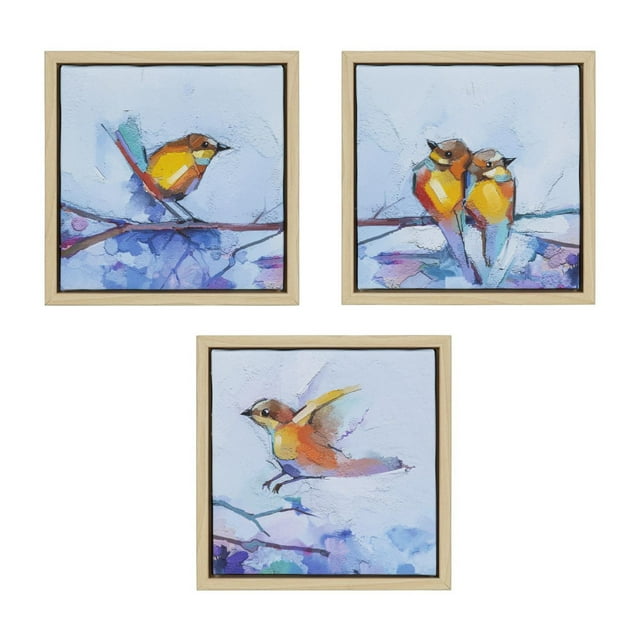 DesignOvation Olio Birds Framed Canvas Art Set