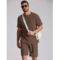 thumbnail image 3 of COOFANDY Mens Waffle Short Sets Summer 2 Piece Outfits Casual Short Sleeve Cotton Jogging Tracksuits, 3 of 6