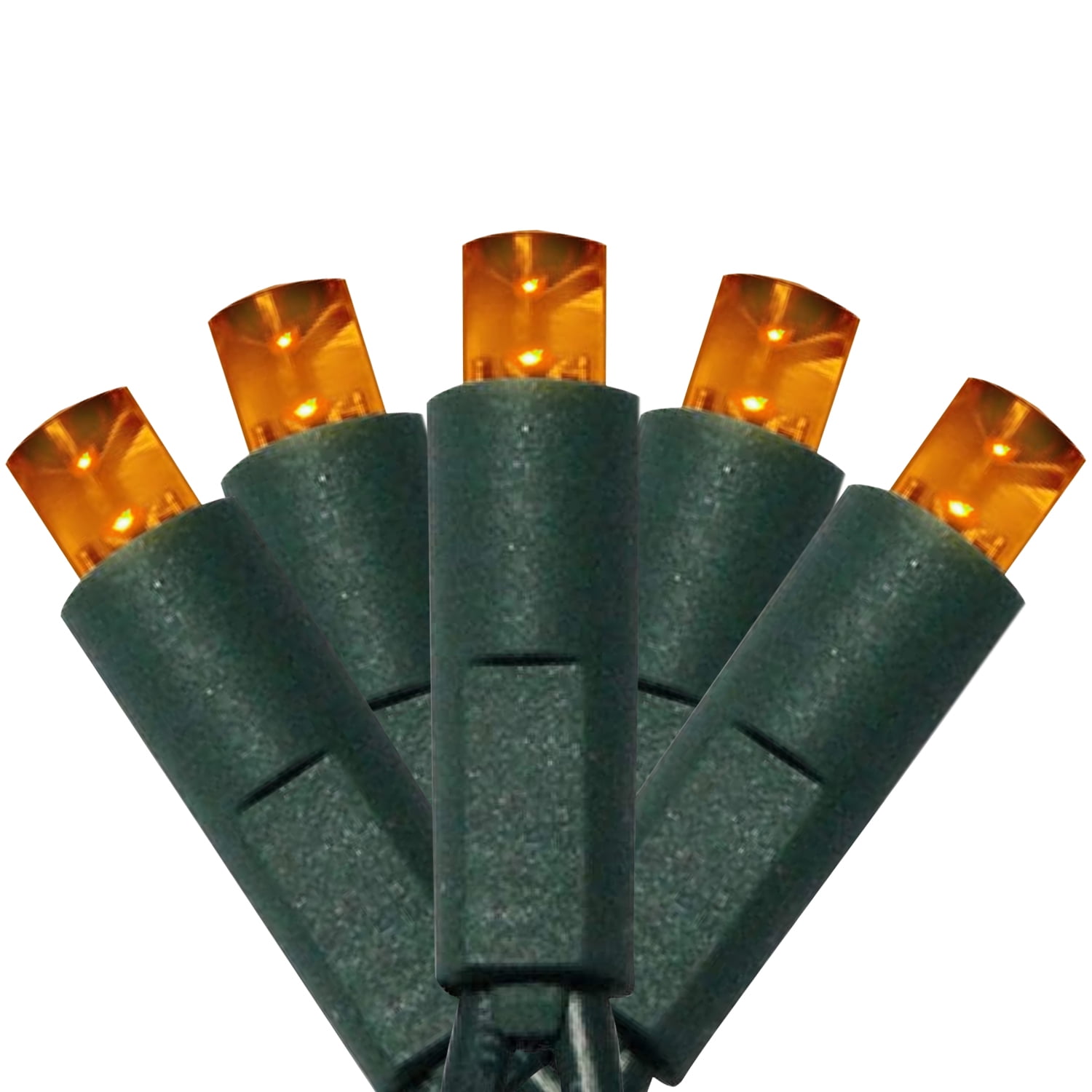 50 Count 5mm Wide Angle Mini Led Christmas Lights,Outdoor Led String Lights for Garden Christmas Trees Lighting Decorations,17 Feet Green Wire (Orange/Amber Color)