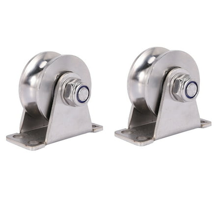 

2Pack U-Type Stainless Steel Pulley Block Mute Bearings Groove Sliding Roller Wheel