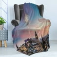 thumbnail image 4 of Scotland Soft Flannel Fleece Throw Blanket, Firework Display over Edinburgh Smoky Sky Clocktower City Filled with History, Cozy Plush for Indoor and Outdoor Use, 70" x 90", Multicolor, by Ambesonne, 4 of 5