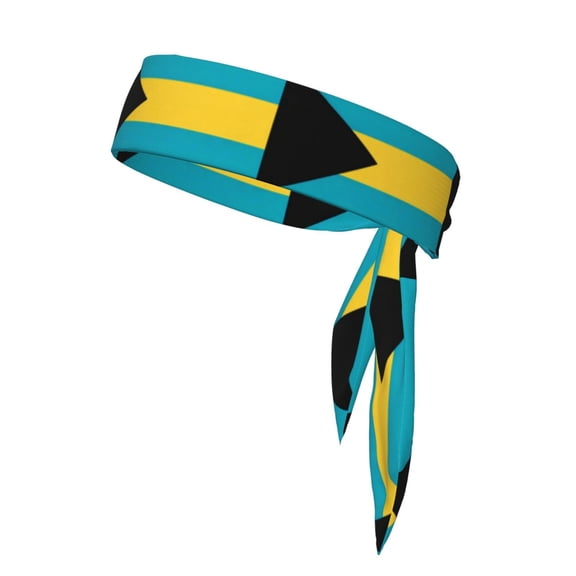 Men Women Sports Tennis Tie Headband Karate Head Tie Athletic Sweatbands Flag Of The Bahamas Elastic Hair Bands