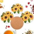 thumbnail image 6 of Golden Yellow Sunflowers Drinks Coasters, Non-Scratch Cork Base Round Cups Mats for for Wooden Coffee Table, Cool Housewarming Gift for Home Decor, 6 of 7