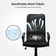 Chaise de Bureau en Maille Réglable, Chaise d'Ordinateur à Dossier Haut avec Bras Fixes et Siège en Tissu – image 6 sur 9