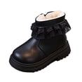 thumbnail image 5 of Girls Warm Ankle Boots Fleece Lined Lace Trim Side Zipper Booties Kids Cute Platform Non-Slip Short Boots Black 6.5 Toddler, 5 of 7