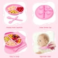thumbnail image 3 of Sangdo Baby Led Weaning Supplies Baby Feeding Set Toddlers Silicone Suction Plate and Bowl, Adjustable Bib, First Stage Spoon Fork, Pink, 3 of 9
