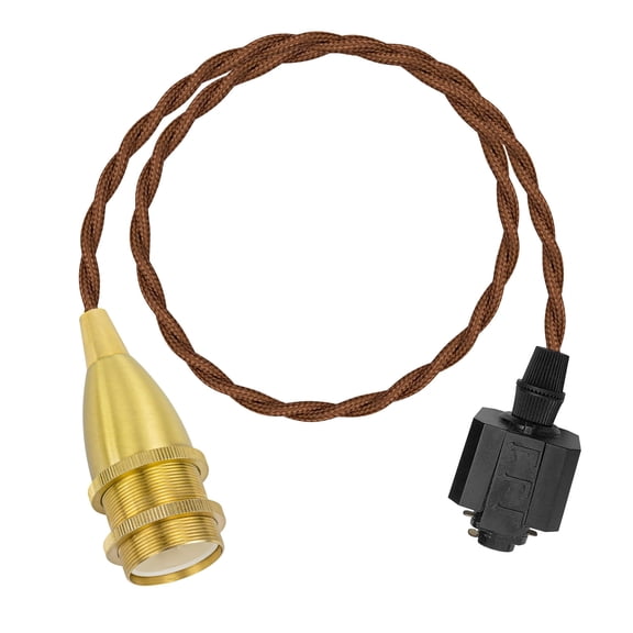 KAYYELAMP Brass E12 Base H-Type 11.8 inches Brown Twisted Cord Track Light Vintage Design for Kitchen Dining Room Loft Home(No Bulb, Track)