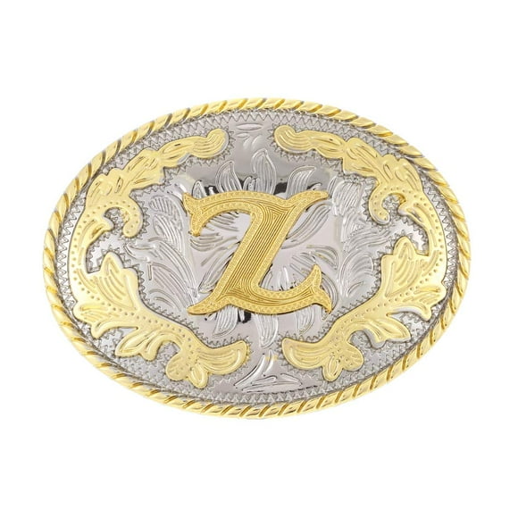 Boucle de Ceinture Western Initiales Lettres ABCDEFG à Y-Cowboy Rodéo Or Grande Boucle de Ceinture pour Hommes et Femmes (Z)
