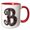 Red/White, variant on 3drose, Pretty Image of Ruby Jeweled Monogram Letter B, 15oz Two-tone Red Mug