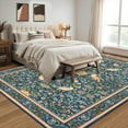 thumbnail image 5 of Garvee 10'x13' Floral Animal Print Area Rug Washable Rugs, Low Pile Stain Resistant Rug Botanical Bird Soft Carpet for Living Room Bedroom Dining Room, Blue, 5 of 7