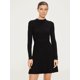 thumbnail image 5 of Vestido plisado de punto para mujer, minivestido informal de cintura alta con cuello redondo, ajustado, de manga larga, Color sólido, clásico, de calle, 5 of 5