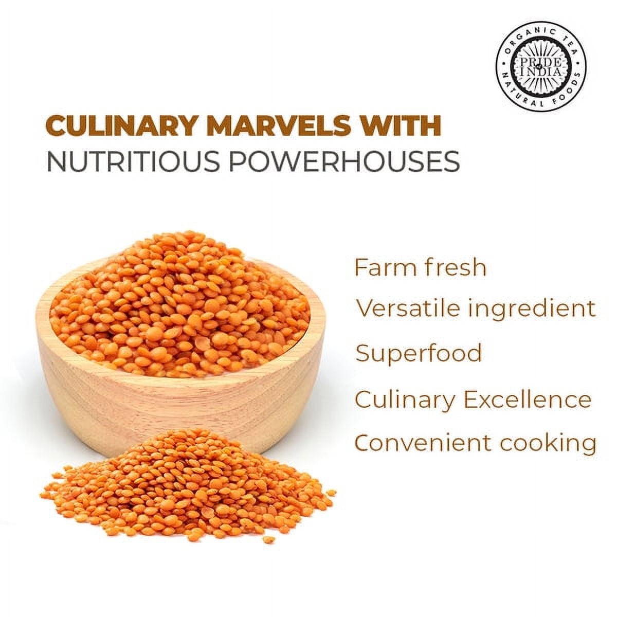Pride of India Indian Split Masur Red Lentils, 3 lb Jar, Pack of 6