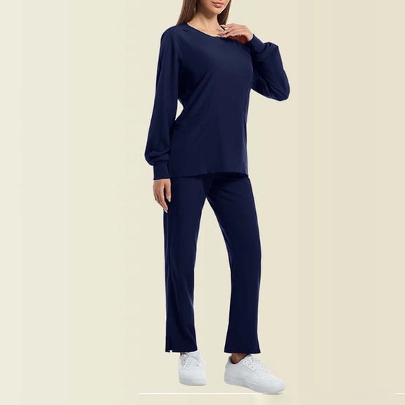 Gamivast Plus Size Under Scrubs for Women Set Long Sleeve Modern Fit Crewneck Underscrubs Pants Tops Moisture-Wicking Thermal Scrubs Nursing Workwear Uniform Suit
