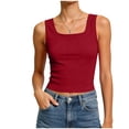 thumbnail image 7 of enyan Racerback Tank Tops for Women Womens Tank Tops with Built in Bras Summer Square Neck Sleeveless Shirts Ribbed Fitted Basic Casual Tops,Red,XL, 7 of 7