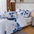 thumbnail image 3 of Koniroom 8Pcs Blue White Watercolor Floral Bedding Comforter Set Queen Size, Reversible Soft Microfiber Bed In a Bag with Pillowcases Shams Sheets, 3 of 8