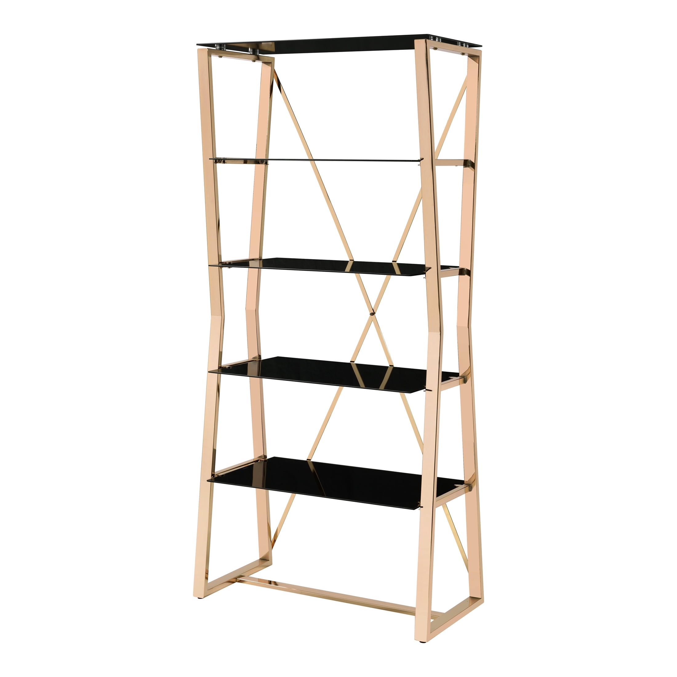 Furniture of America Bijou Metal 4-Shelf Bookcase, Gold