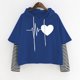 thumbnail image 2 of Sudadera cómoda para mujer Gibobby patchwork informal con cordón grueso capucha blusa top Azul L, 2 of 4