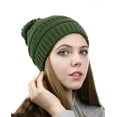 thumbnail image 4 of NYFASHION101 Unisex Multicolor Warm Cable Knit Slouch Pom Pom Beanie Cap - 2 Tone Olive, 4 of 4