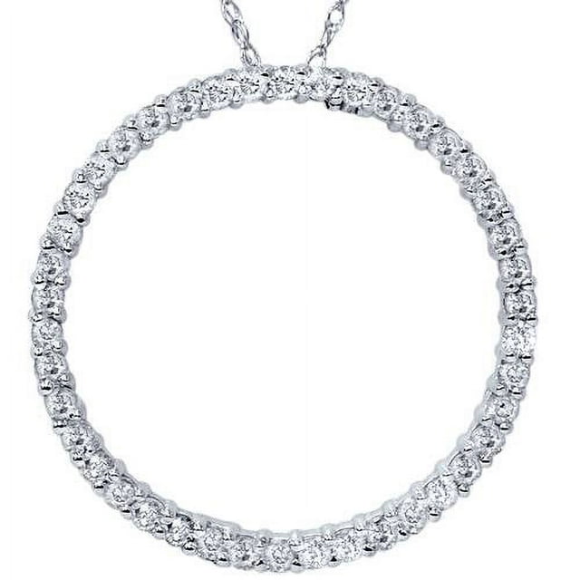 1ct Diamond Circle Of Life Eternity Pendant 14K White Gold