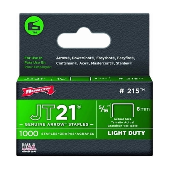 JT21® Type Staples, 5/16 in, Steel, 1,000 PK