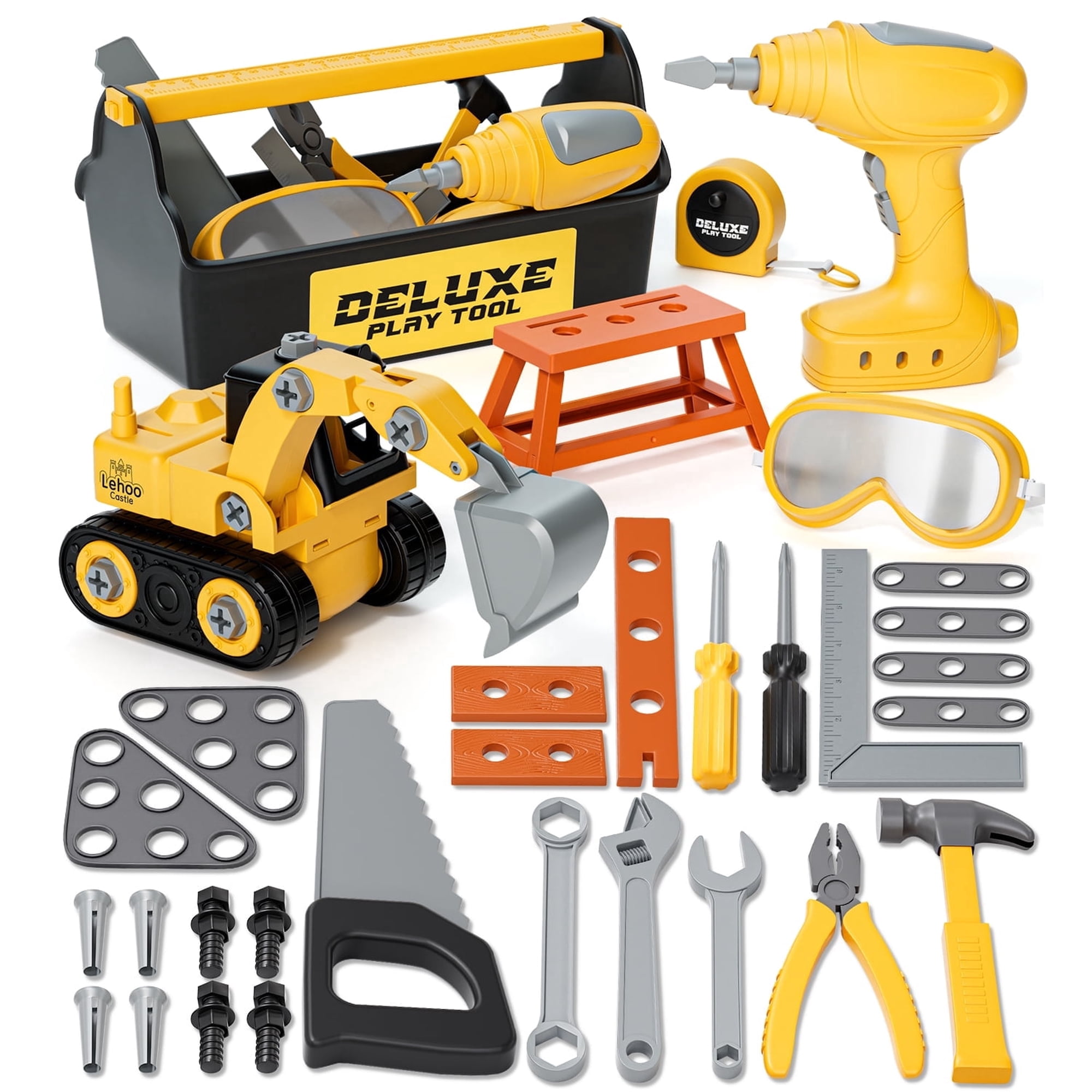 Toys for 2 Year Old Boys, 36PCS Kids Tool Set, Toolbox Set for Kids, Includes Realistic Tools & Electric Drill & Take Apart Toy Cars, Educational Learning Toys for Boys Age 2 3 4 5 Birthday Gifts