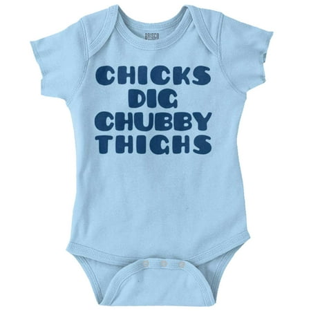 

Brisco Brands Chicks Dig Chubby Thighs Funny Fat Baby Bodysuits for Boys