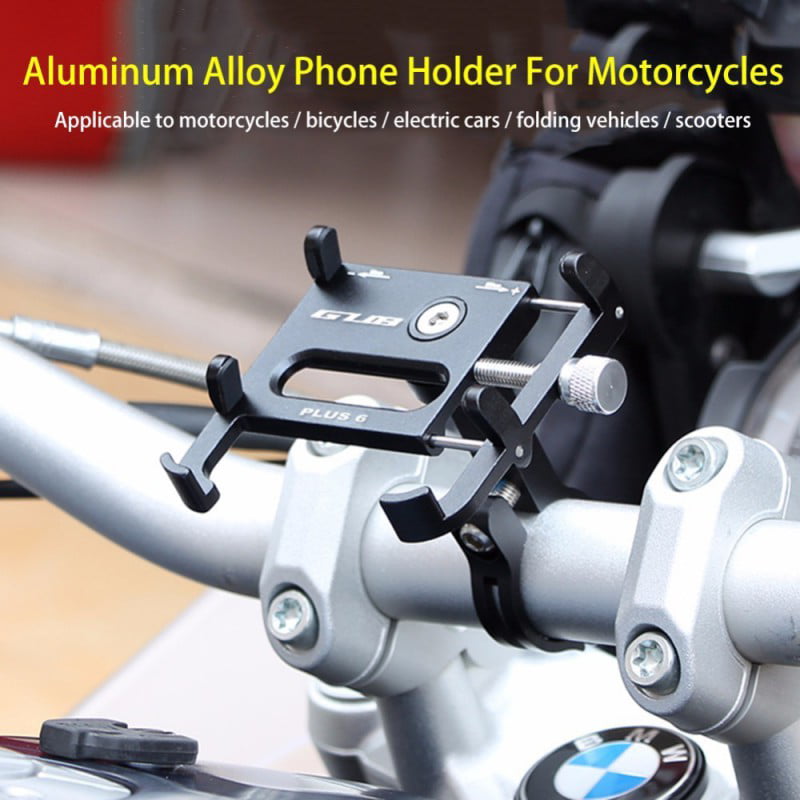 Thick Case Design Bike Motorcycle Phone Mount Handlebar Holder For Any Cell Phones with Thick Case Fit iPhone X XR Xs max 8 8s 7 PLUS Samsung Galaxy S10 S9 S8 Note 10 9 8 Metal Sliver 