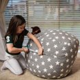 thumbnail image 3 of Stuffed Animal Storage Bean Bag Chair Cover For Kids 26 Inches | Stuffable Zipper Beanbag For Organizing Children Plush Toys Large Premium Cotton Canv, 3 of 5