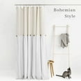 thumbnail image 3 of Linen Button Farmhouse Shower Curtain, Linen and Cotton Woven Fabric, Pleated Grey Stripe on Waterproof Polyester, Country Style for Bathroom 72x72 in, 1 Piece, Hooks Included, 3 of 6