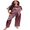 Purple, variant on LYMAYTER Women Satin Pajamas Suit Short Sleeve Shirt with Long Pants Sets for S-2XL Soft Loungewear