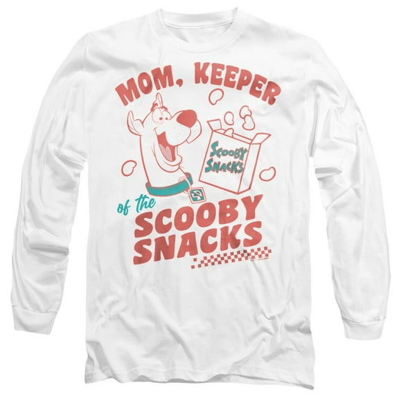 Scooby-Doo Mother's Day Mom Keeper Scooby Snacks Unisex Adult Long-Sleeve T Shirt, White, Large