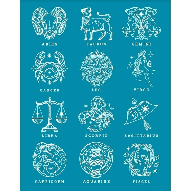 Plantilla de arcilla de 10x12,5 cm (4x5 pulgadas) con las 12 constelaciones - Serigrafía de signos del zodiaco para la elaboración de joyas con arcilla polimérica