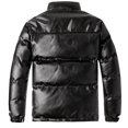 thumbnail image 3 of Gibobby Chamarras ligeras con cierre Chamarra de color liso para hombre Chamarra de algodón con cuello y cremallera con capucha de manga larga(Negro,M), 3 of 5