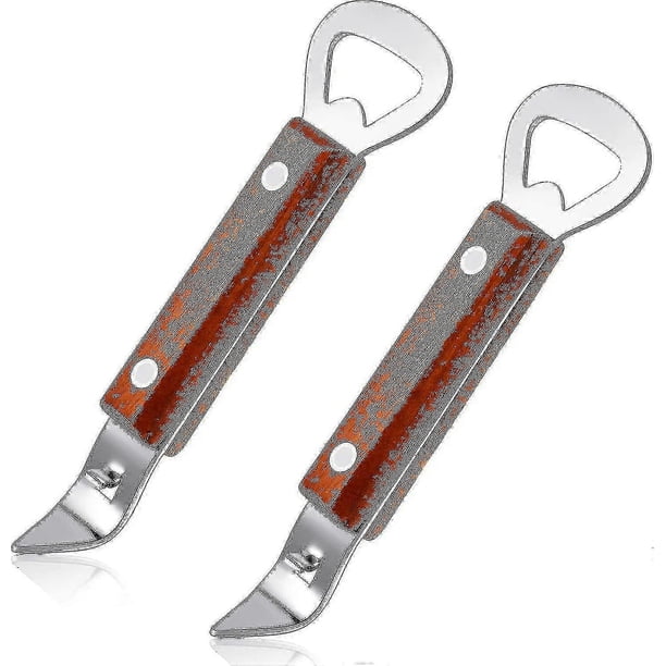 Bottle Punch Can Opener Stainless Steel Beer Bottle Opener Punch Bottle Opener With Wood Handle For Manual Bottles Cans (2, Wood Color) 26-27s