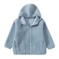 thumbnail image 6 of VEKDONE Boys Girls Sherpa Coat Full Zip Warm Fleece Jacket with Pockets Kids Lightweight Hooded Fall Winter Outerwear Light Blue,8-9 Years, 6 of 9