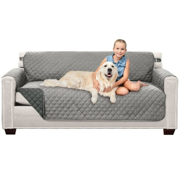 Sofa Shield Patented Couch Cover, Reversible Tear and Stain Resistant Sofa Slipcover, Quilted Microfiber 178 cm 3 Seat, Furniture Protector with Strap, Washable Covers for Dogs, Kids Lt
