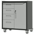 thumbnail image 2 of Noaman Sturdy Metal Tool Storage Cabinet with Wheels, 29.53"W x 16.54"D x 34.65"H, Heavy-Duty Garage & Home Organizer with Lockable Drawers, Black/Gray, 2 of 20