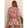 thumbnail image 3 of Women's Multicolor Boho Floral Long Sleeve V-Neck Blouse, 3 of 5