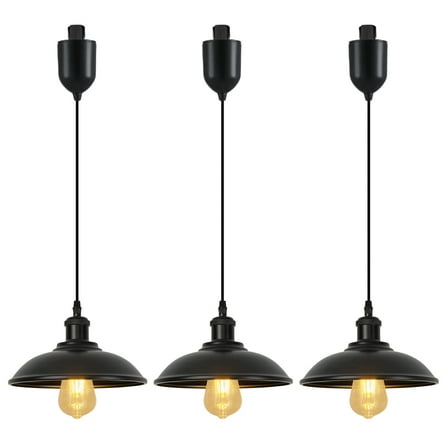 Kiven 3-Light H-Type track lighting pendants Adjustable Height,Modern h track pendant lights,Decorative Track Lighting Fixture,Black