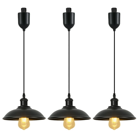 Kiven 3-Light H-Type track lighting pendants Adjustable Height,Modern h track pendant lights,Decorative Track Lighting Fixture,Black