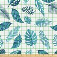 thumbnail image 2 of Ambesonne Tropical Fabric by the Yard Upholstery, Exotic Bluish Leaves Art, 10 Yards, Sea Blue Dark Lavender, 2 of 5