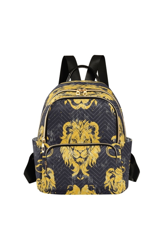 Quilted Backpack Fashion Backpack 11.41 * 6.1 * 14.17 Inch Women's Fashion Backpack Picnic Shopping Travel Out Sports backpack Pretty Lion Face Seamless