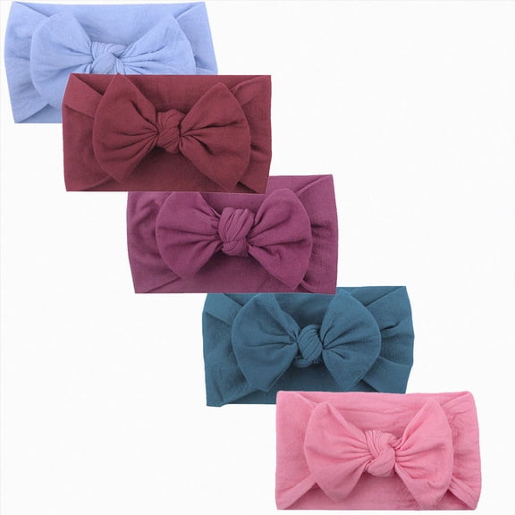 Splozh Preemie Headband Bows Cute Bows Girls Baby Toddler Turban Solid Headband Hair Band Bow 5PCS Accessories Headwear,C,One Size