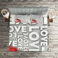 thumbnail image 2 of Ambesonne Love Quilted Coverlet 3 Pcs, Valentines Romance Art, King Size, Grey Red White, 2 of 2