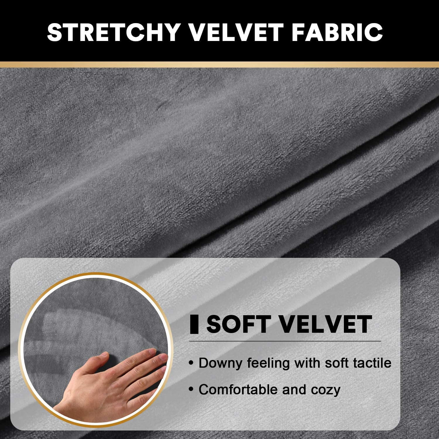 Velvet Stretch Couch Cushion Cover Plush Cushion Slipcover for Chair Sofa Cushion Furniture Protector Seat Cushion Sofa Cover Set of 2