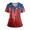 Deep Red #052, variant on 250th Anniversary USA Womens Scrub Tops Casual V Neck American Flag Print Scrub Shirts Short Sleeve 4th of July Patriotic Scrubs Medical Nurse Workwear Nursing Uniform with Pockets Light Blue XL