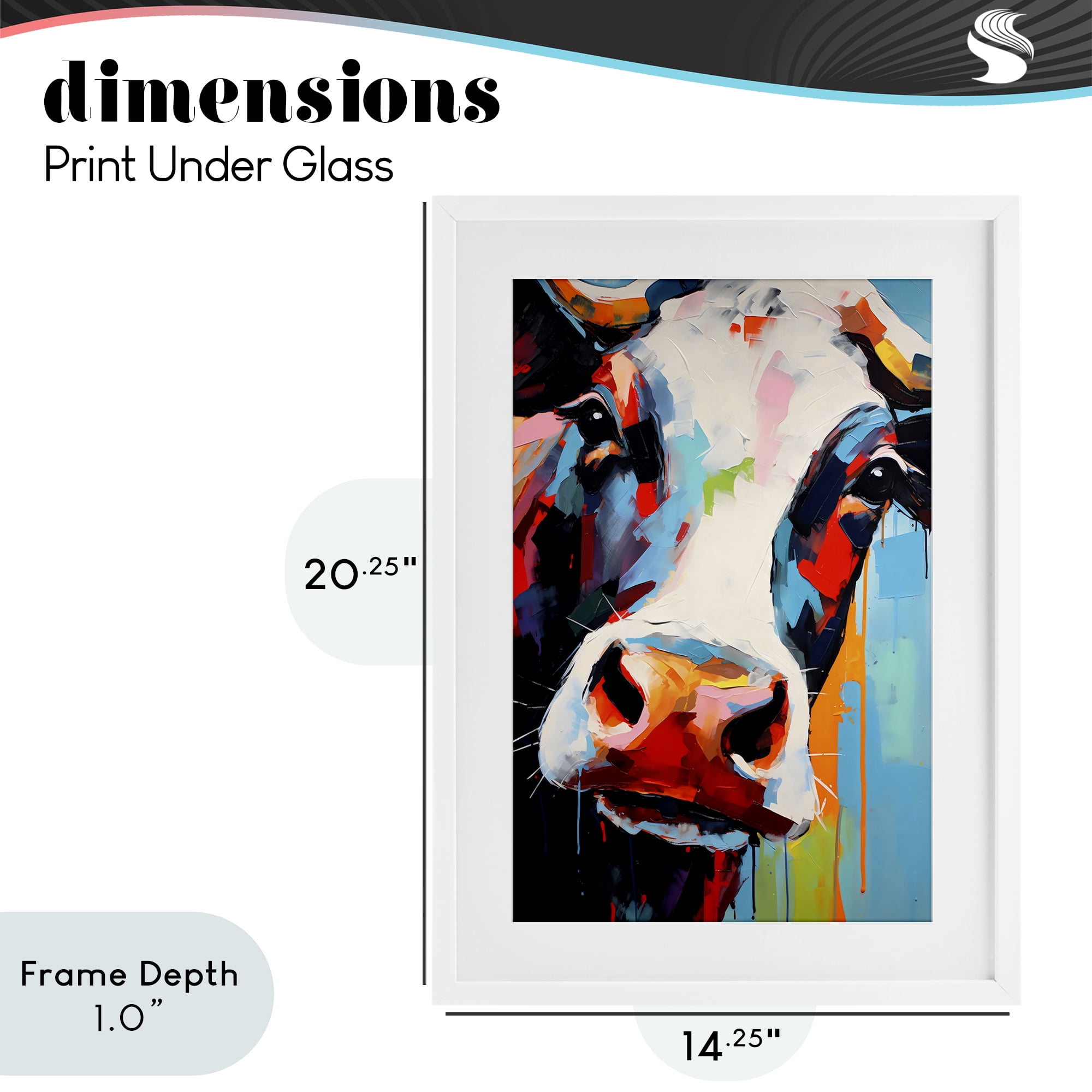 Stupell Industries Cow Of Many Colors White Framed Print Under Glass, design by Creative Studio